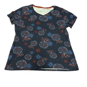 Croft‎ & Barrow The Classic Tee American Fireworks Print T-Shirt XL 100% Cotton